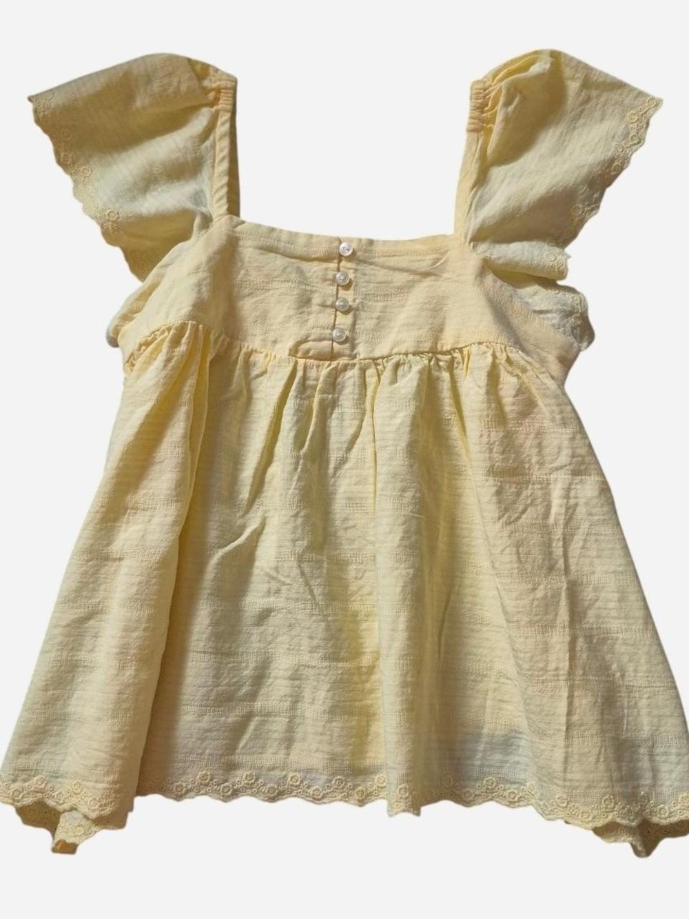 Light Yellow Flutter Sleeve Girls' Blouse